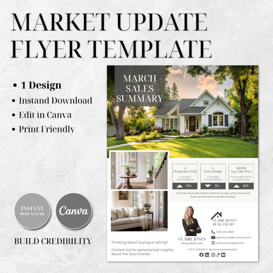Market Update Flyer Template, Editable Canva Real Estate Flyer, Realtor Marketing Template, Instant Download