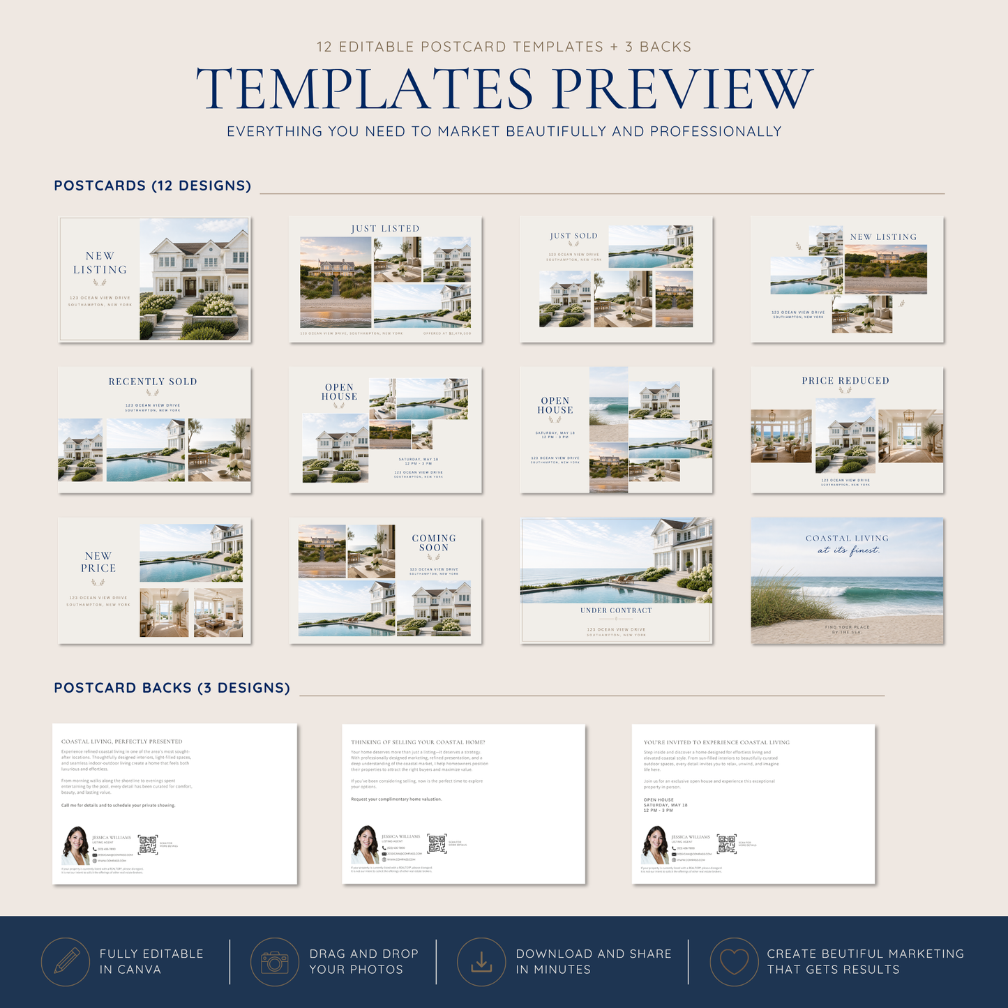 Luxury Realtor Postcard Templates for Canva