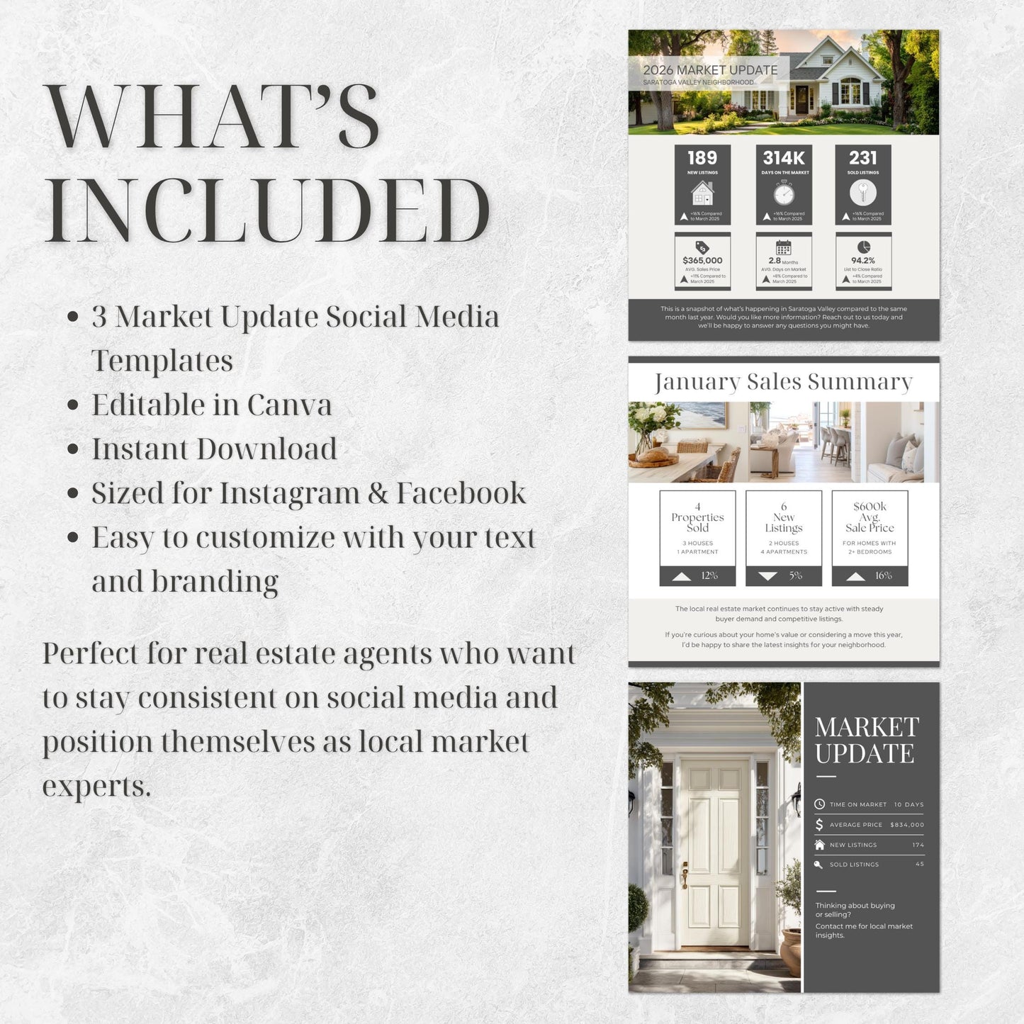 Real Estate Market Update Template, Editable Canva Realtor Social Media Post, Housing Market Template, Instant Download