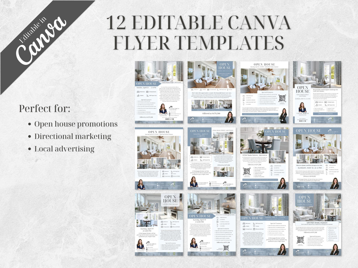 39 Open House Realtor Templates | Flyers, Postcards, Social Media Canva Templates | Real Estate Marketing Kit