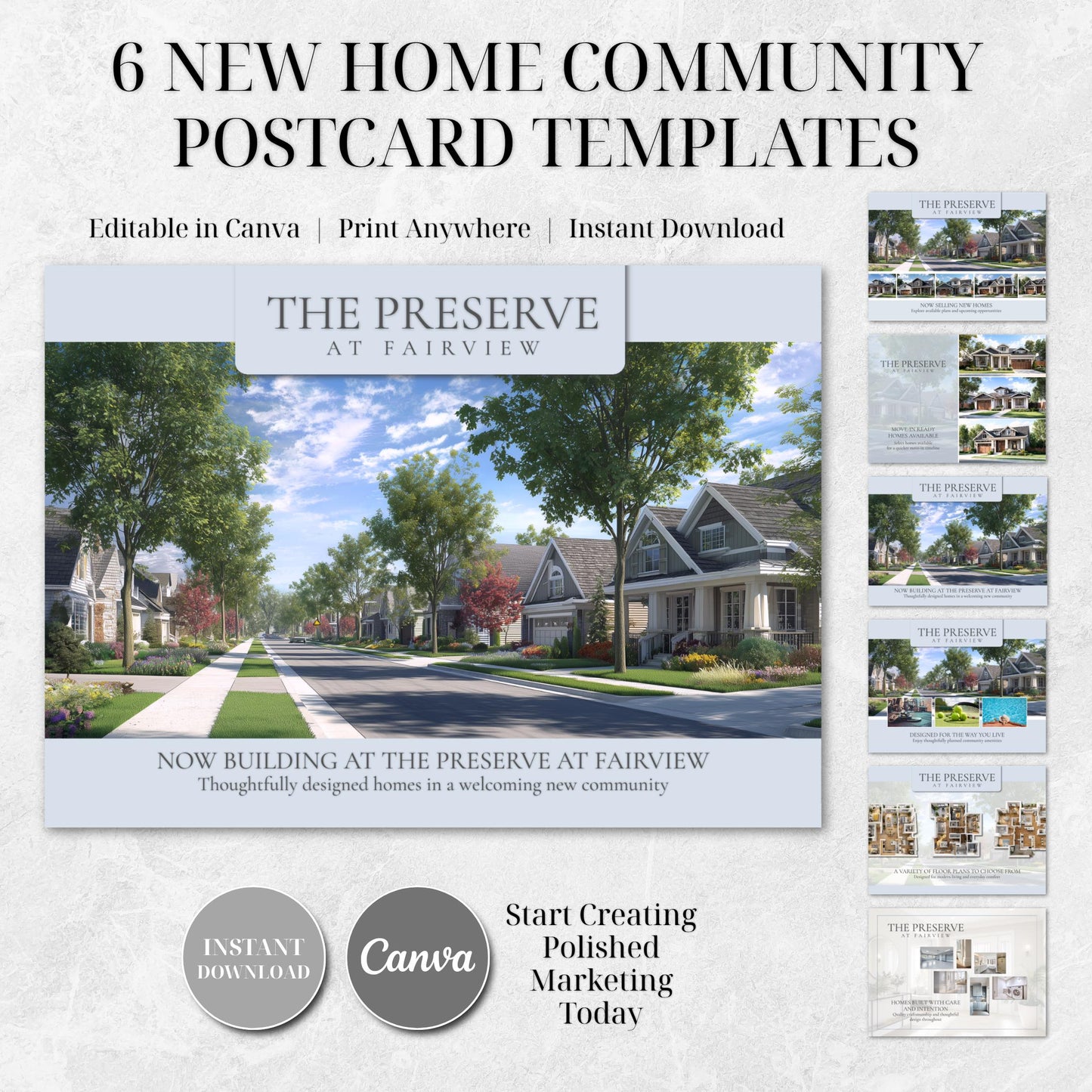 Builder Postcard Template Bundle | New Home Community Marketing Templates | Canva Editable Real Estate Postcards | Instant Download
