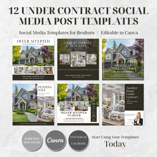 Under Contract Realtor Social Media Templates, Real Estate Canva Templates, Instagram Facebook Marketing Posts