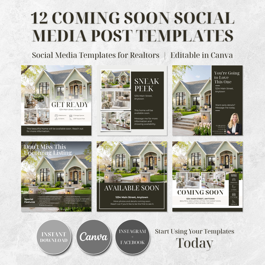 Coming Soon Instagram Templates for Realtors | Real Estate Social Media Canva Templates | Realtor Marketing Posts