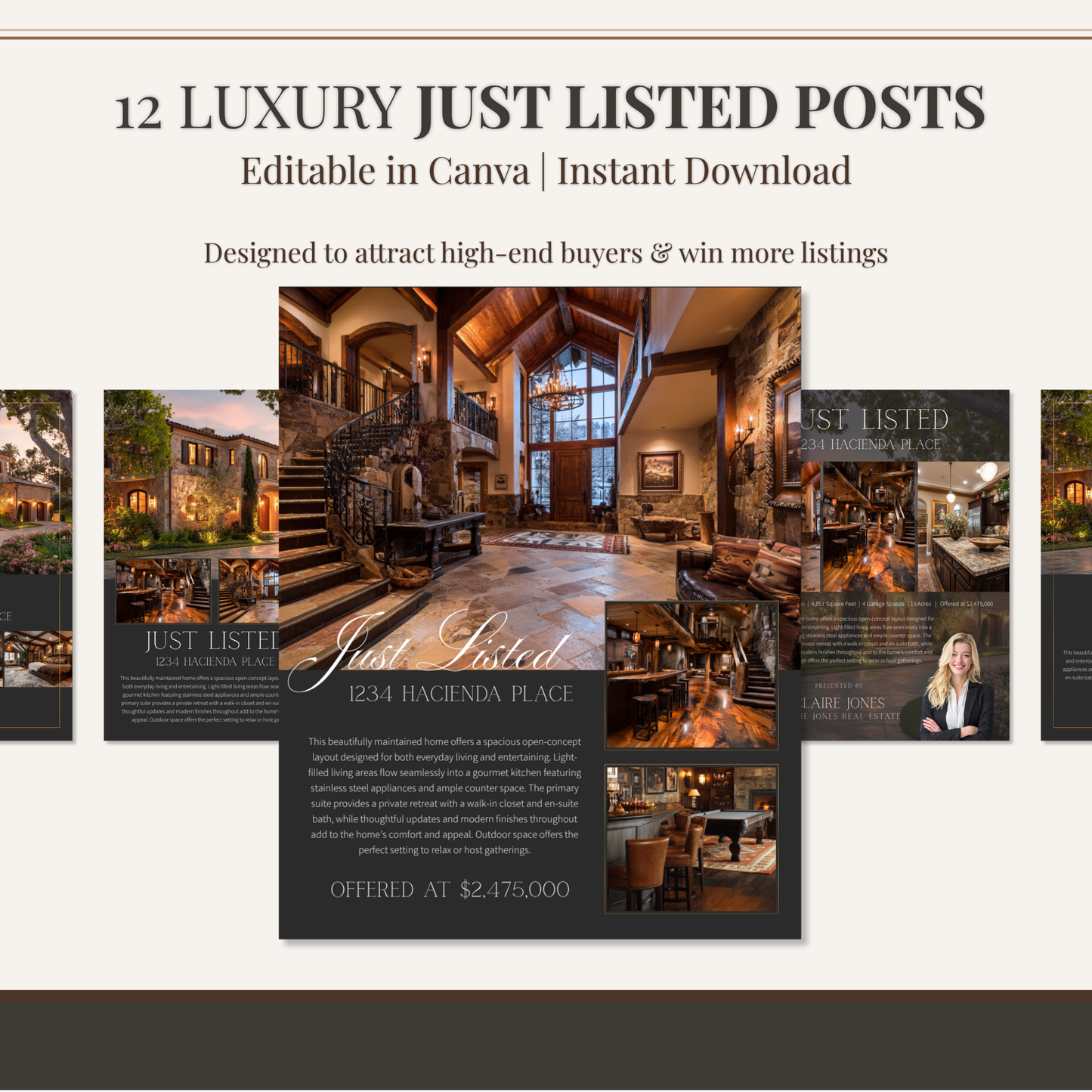 Luxury Just Listed Social Media Templates Canva