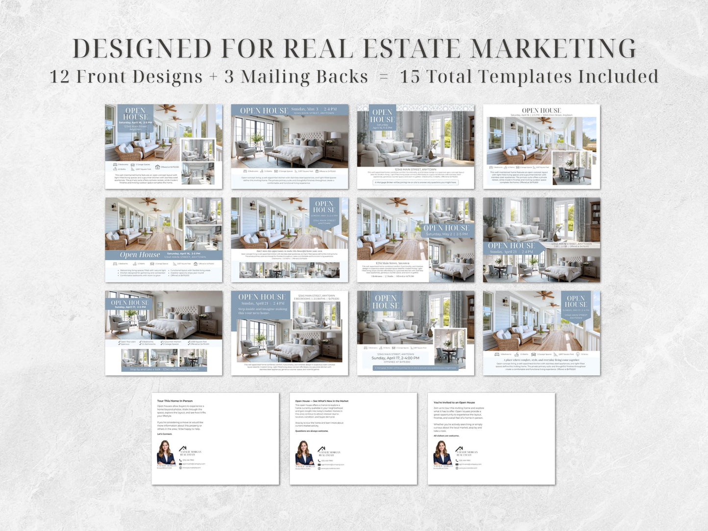 Open House Postcard Template Bundle | 12 Canva Editable Realtor Postcards | 5x7 Real Estate Marketing Templates | Instant Download