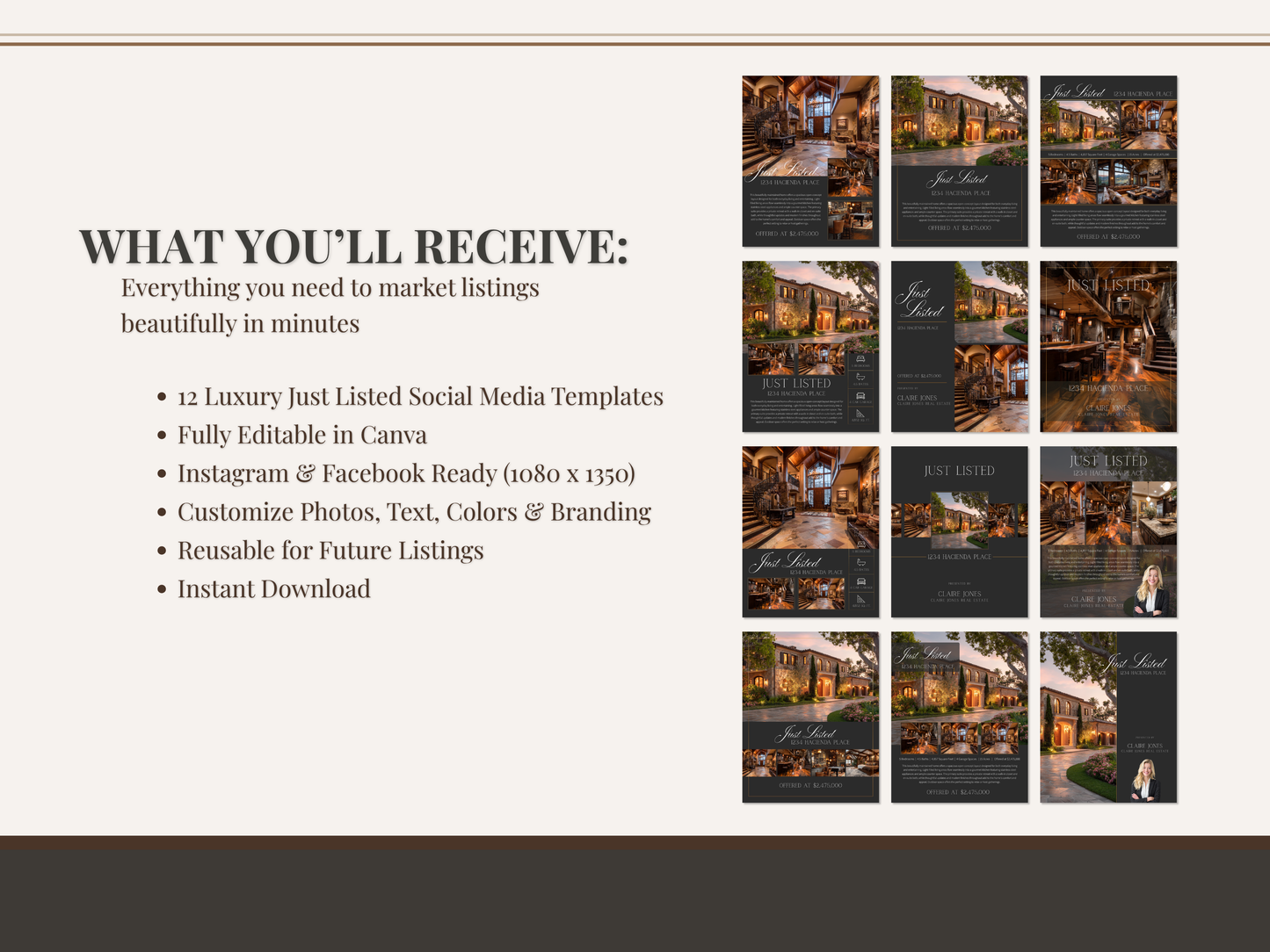 Luxury Just Listed Social Media Templates Canva