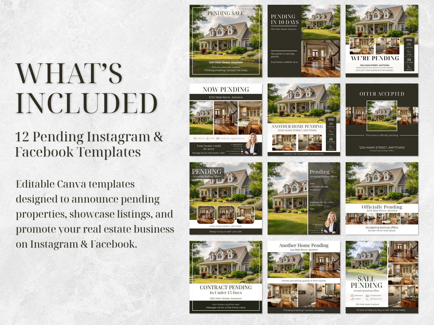 Realtor Sale Pending Social Media Templates, Editable Canva Posts (Digital Download)