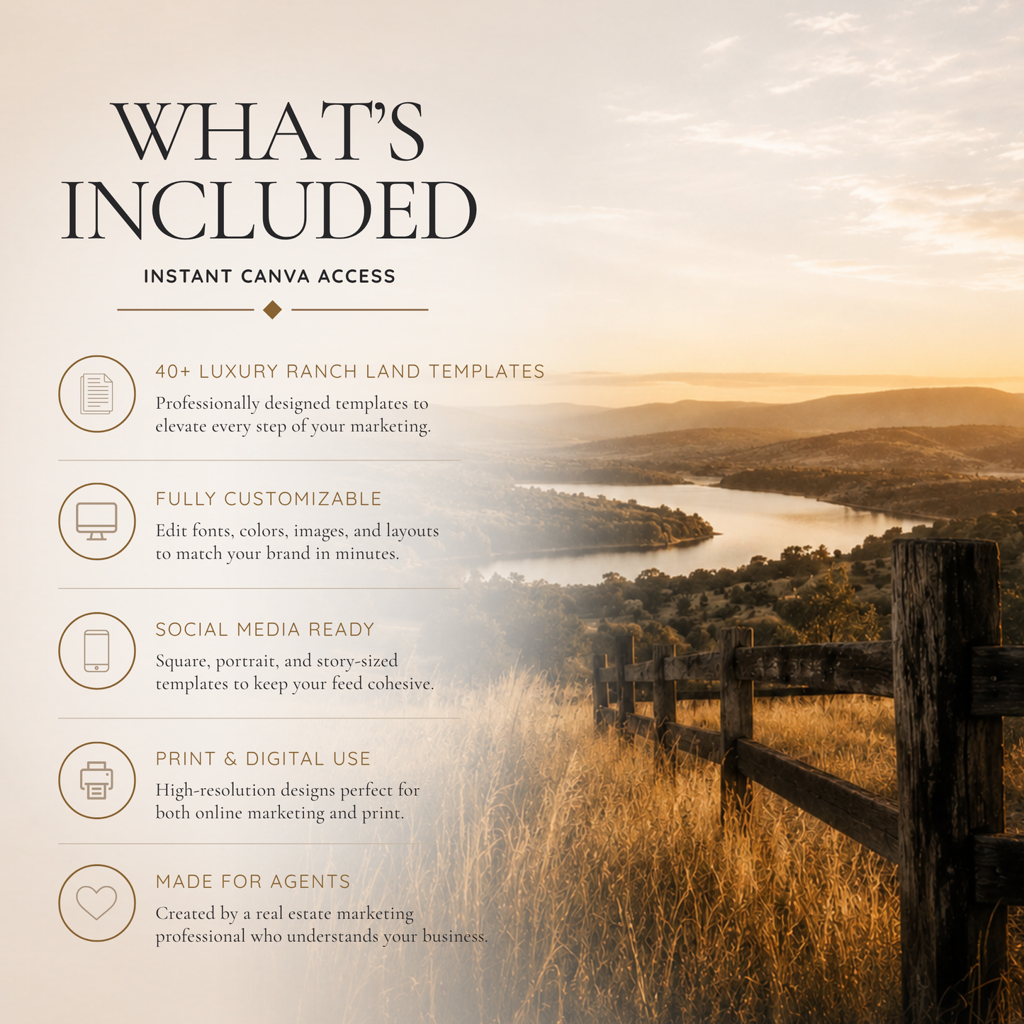Luxury Land & Ranch Real Estate Canva Templates