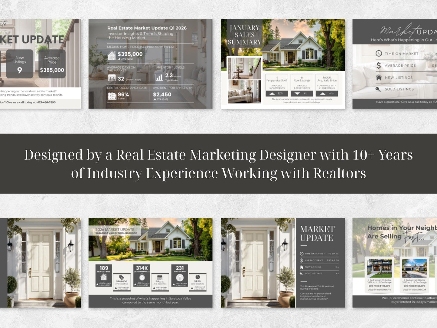 Real Estate Market Update Template | Realtor Postcard Canva Template | 12 Market Update Postcards + 3 Backs | Editable Marketing Kit