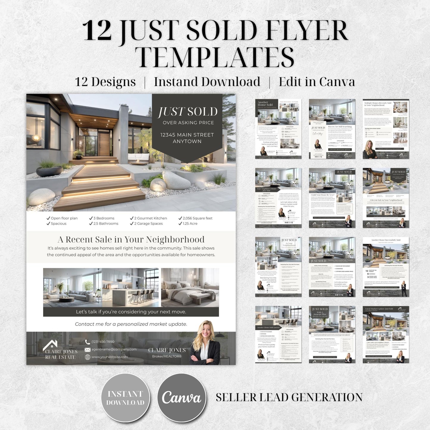 Just Sold Flyer Templates, Real Estate Canva Templates, Editable Realtor Marketing Flyers, Seller Lead Generation
