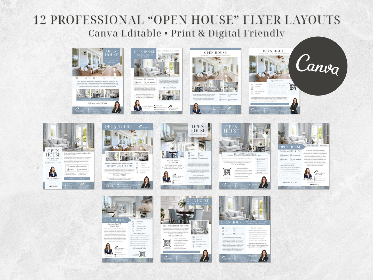 Open House Flyer Templates, Real Estate Canva Templates, Editable Realtor Marketing Flyers, Open House Promotion Kit