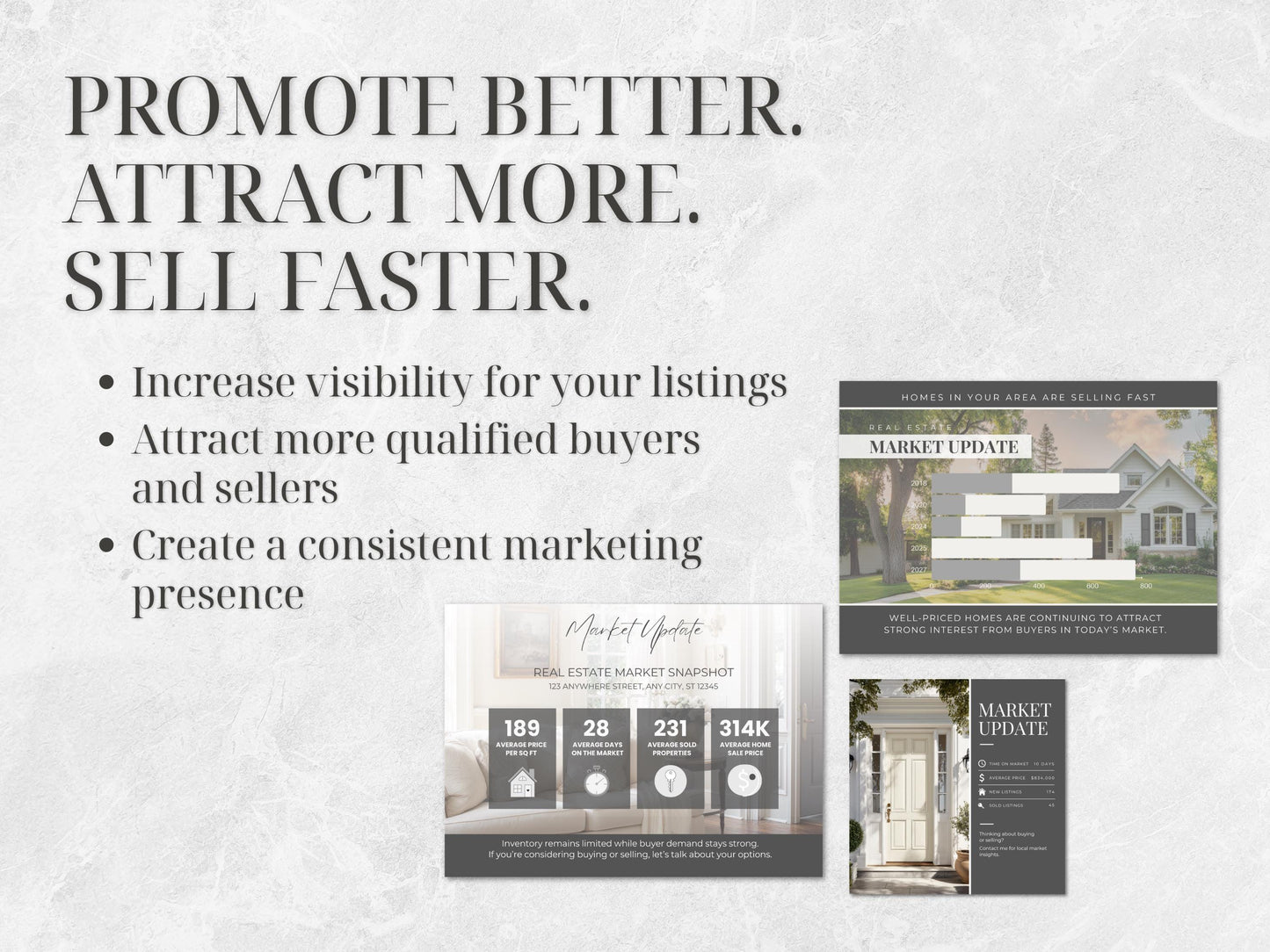 27 Real Estate Market Update Templates | Realtor Social Media & Postcard Canva Templates | Monthly Housing Market Posts