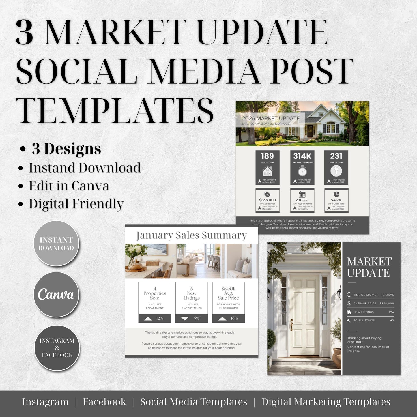 Real Estate Market Update Template, Editable Canva Realtor Social Media Post, Housing Market Template, Instant Download
