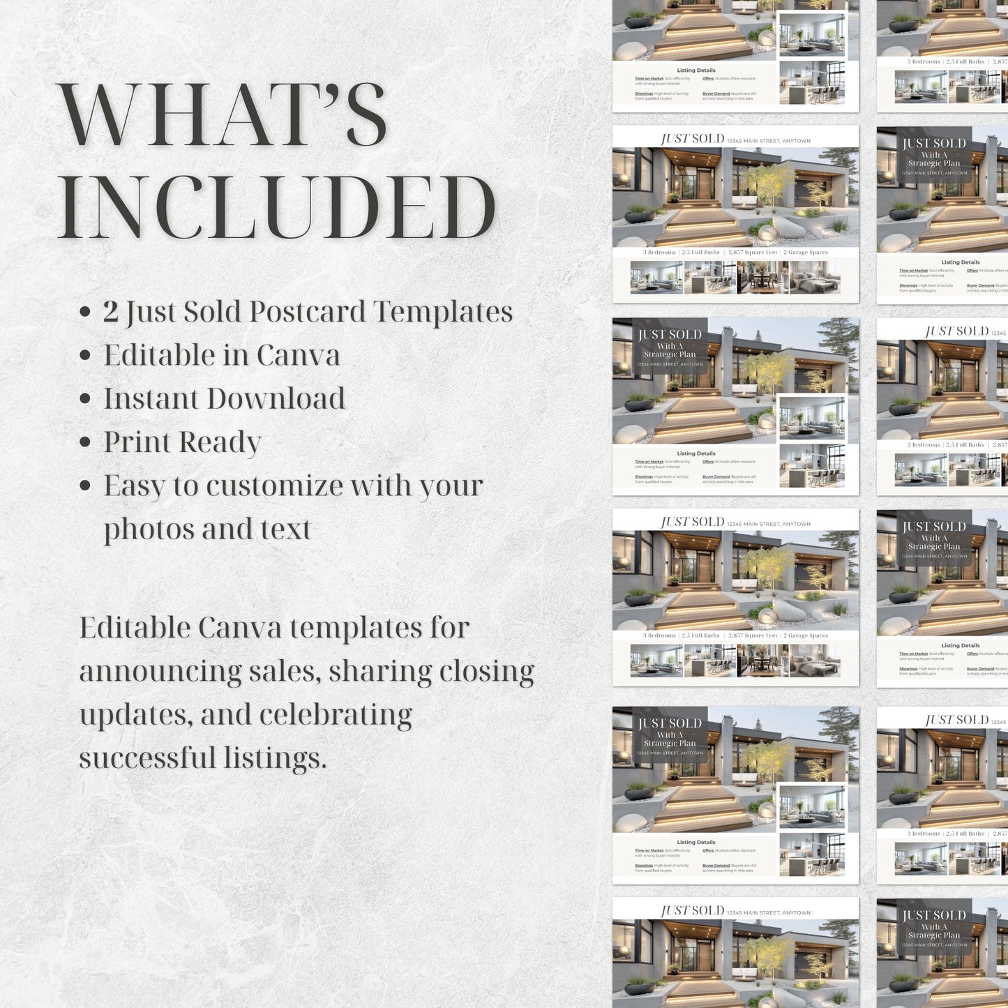 Just Sold Postcard Template, Canva Editable Real Estate Postcard, Realtor Marketing Template, 5x7 Postcard, Instant Download