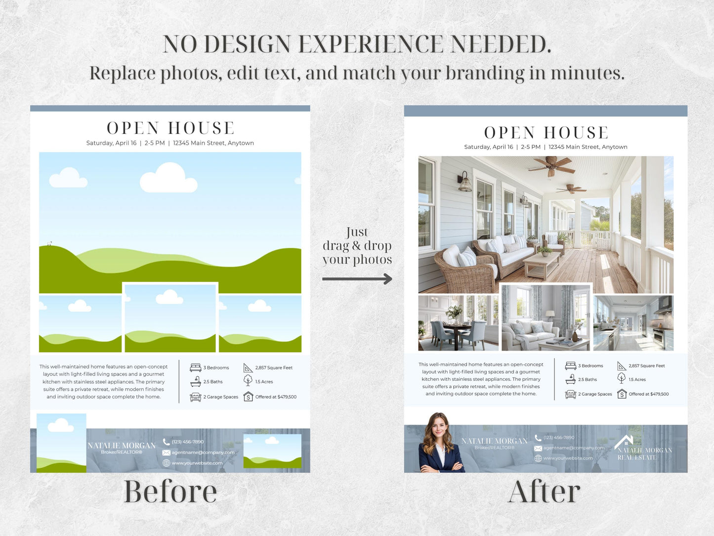 Open House Flyer Template, Editable Canva Real Estate Flyer, Realtor Marketing Template, Instant Download
