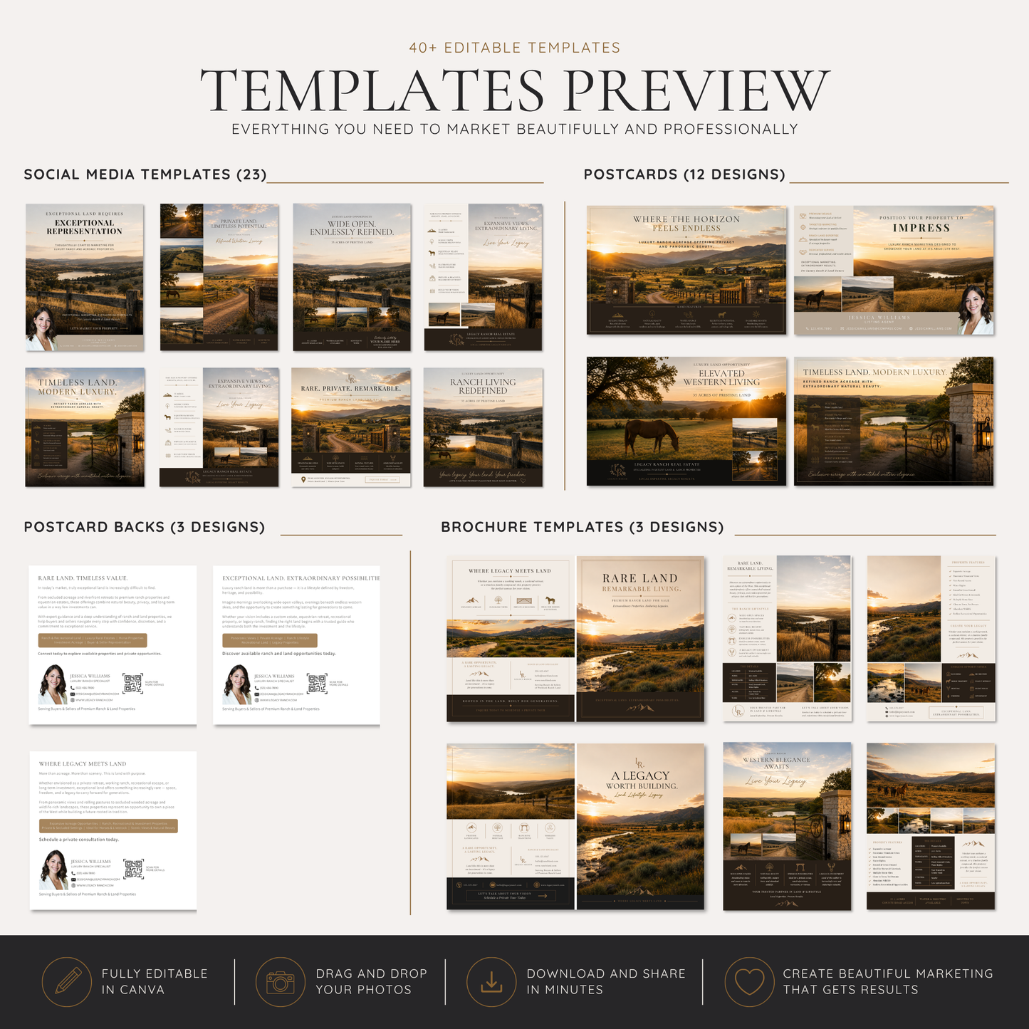 Luxury Land & Ranch Real Estate Canva Templates
