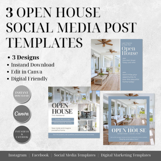 Open House Social Media Template, Canva Editable Realtor Instagram Post, Real Estate Marketing Template, Open House Post, Instant Download