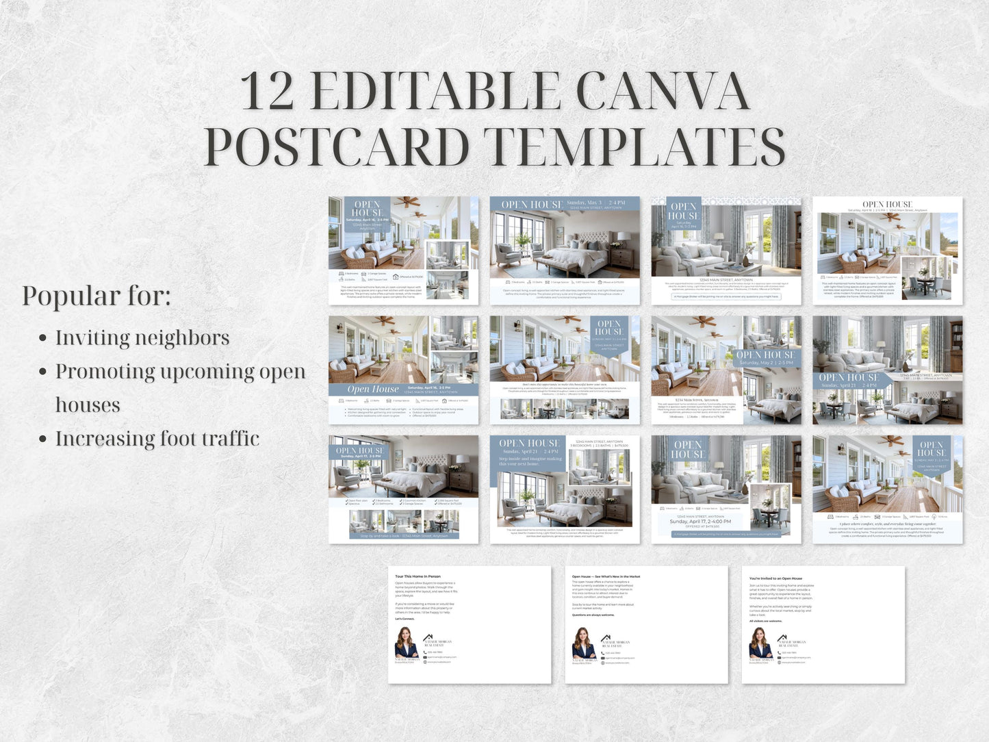39 Open House Realtor Templates | Flyers, Postcards, Social Media Canva Templates | Real Estate Marketing Kit