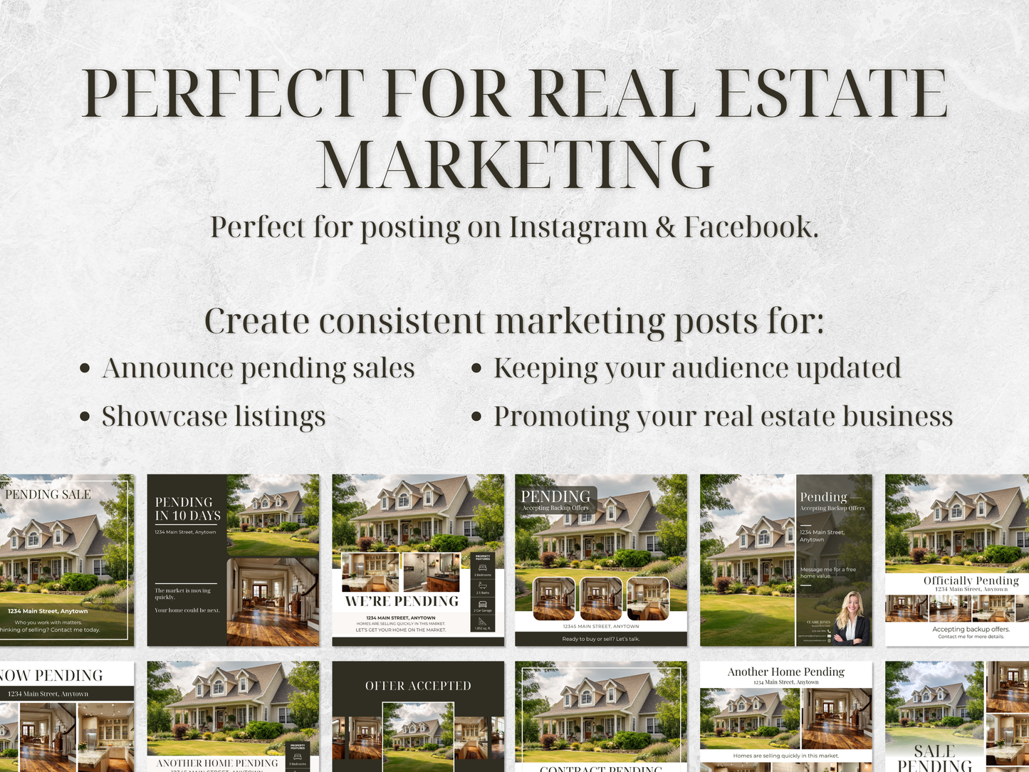 Realtor Sale Pending Social Media Templates, Editable Canva Posts (Digital Download)