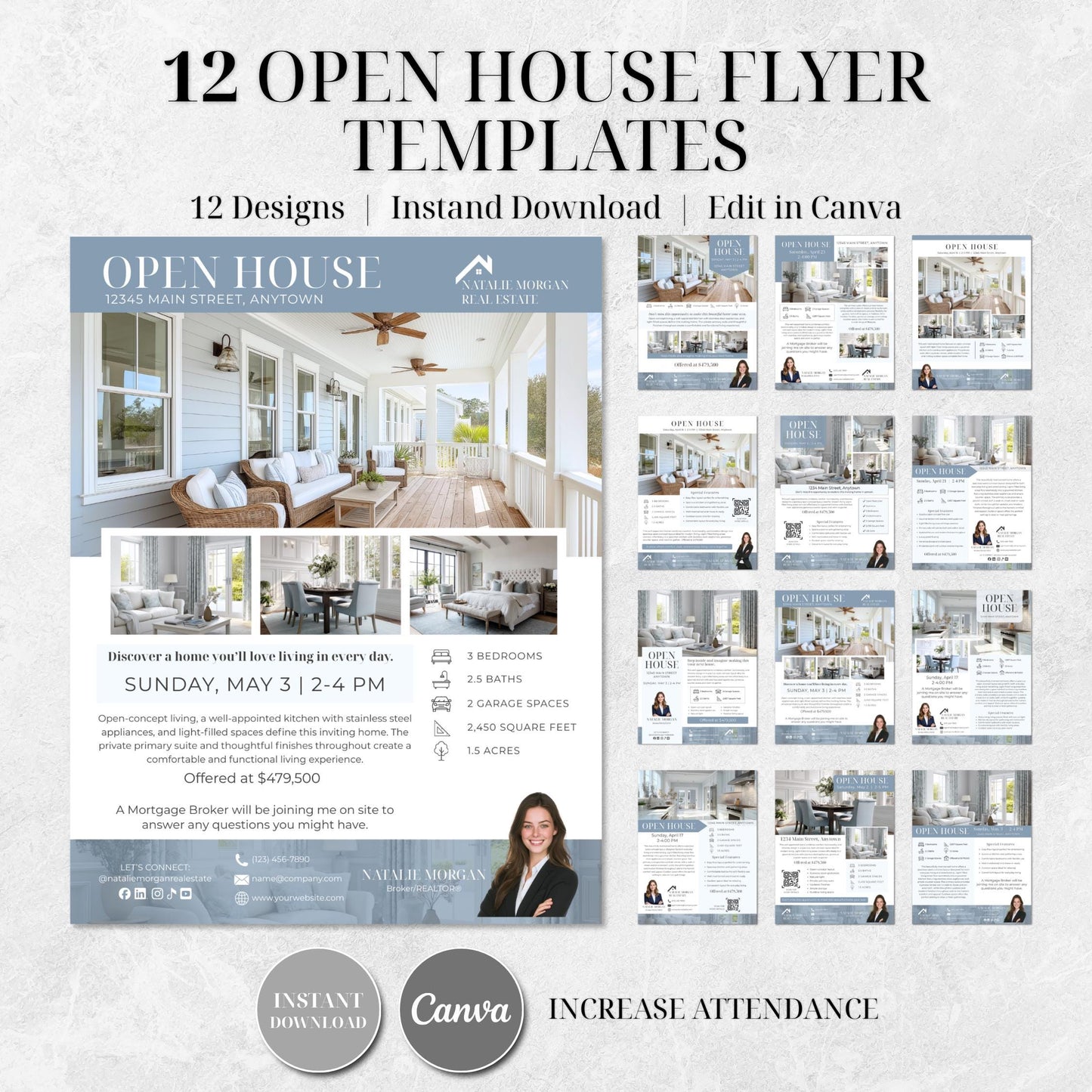 Open House Flyer Templates, Real Estate Canva Templates, Editable Realtor Marketing Flyers, Open House Promotion Kit