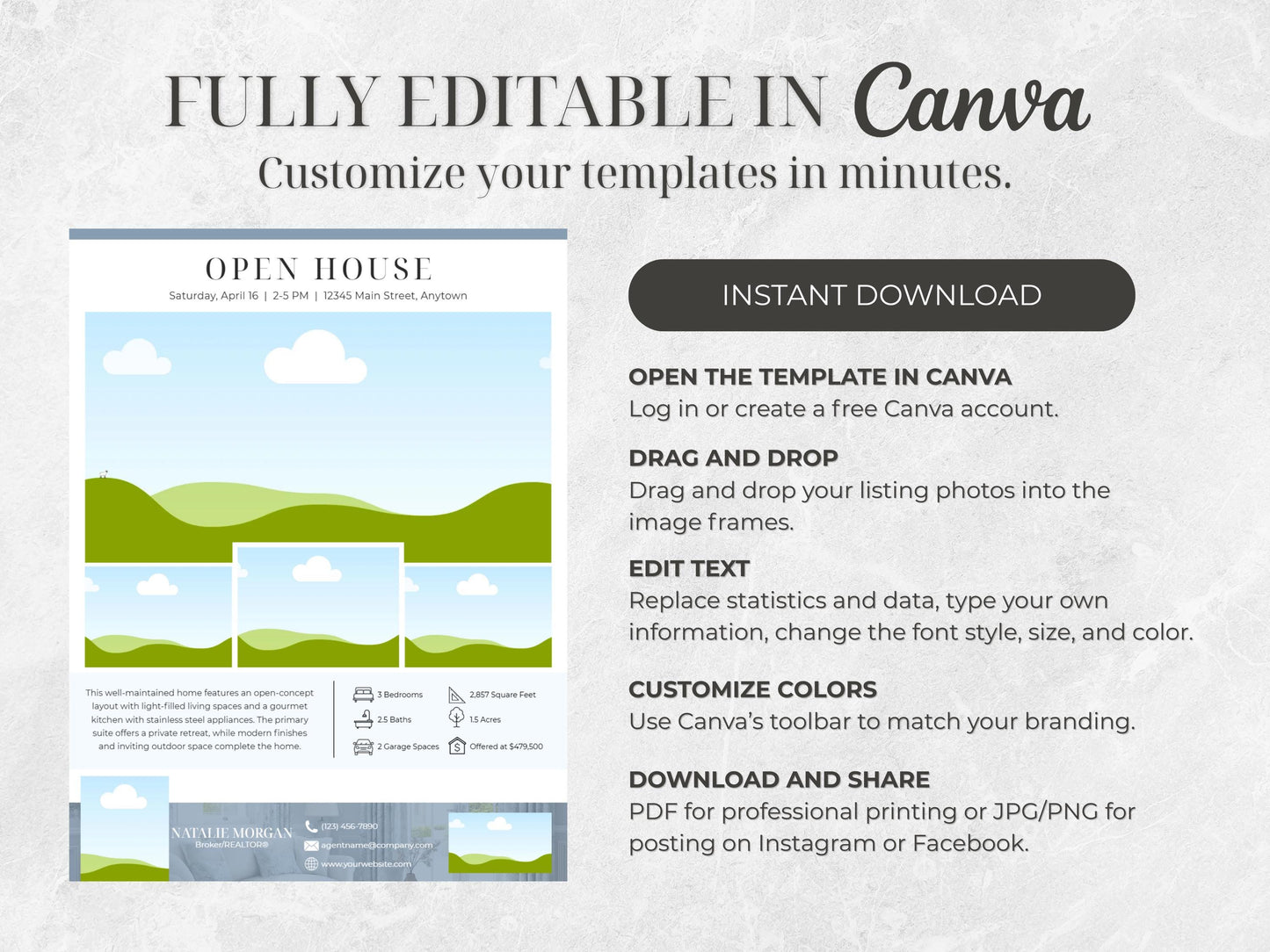 Open House Flyer Templates, Real Estate Canva Templates, Editable Realtor Marketing Flyers, Open House Promotion Kit