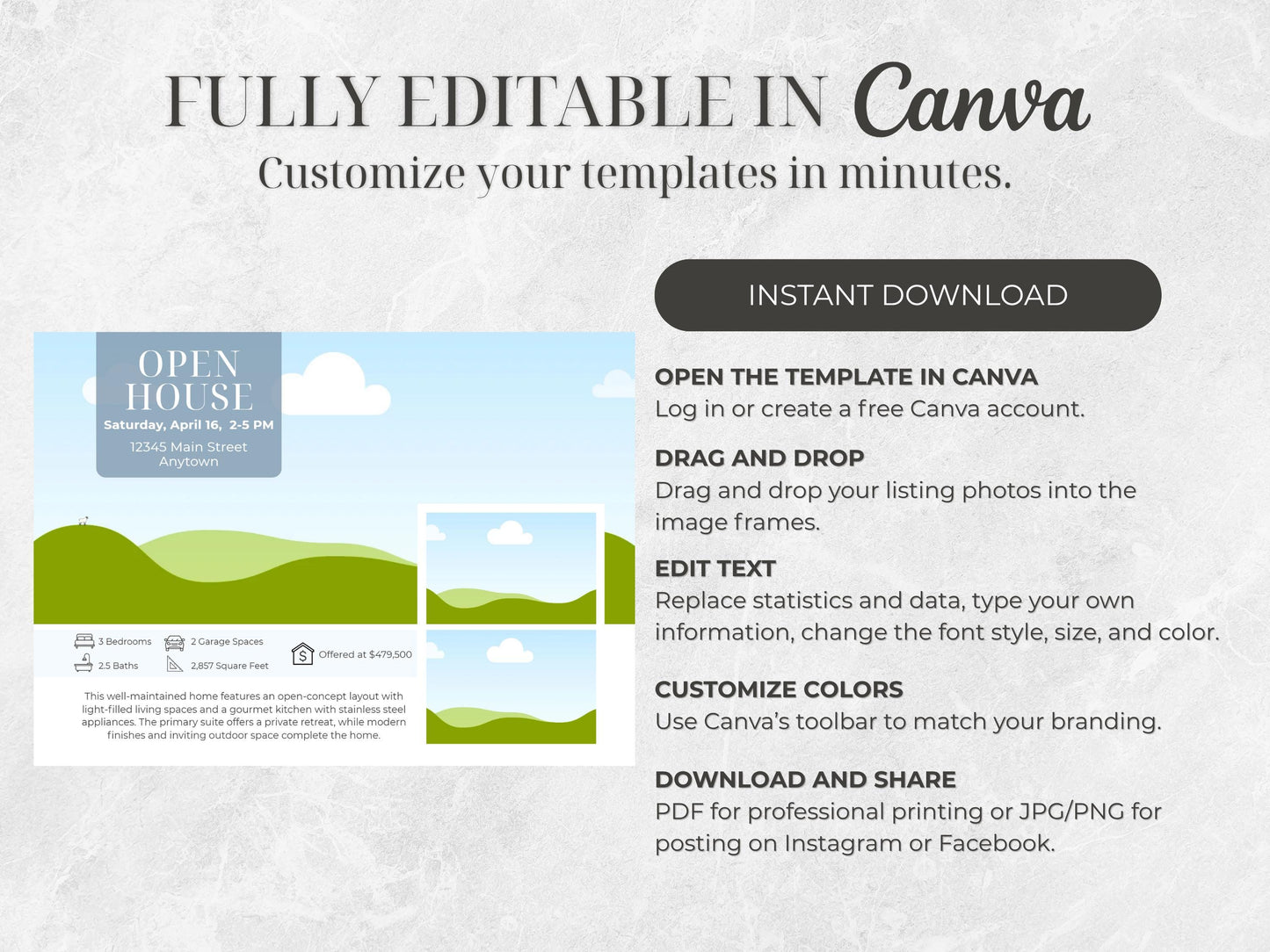 Open House Postcard Template Bundle | 12 Canva Editable Realtor Postcards | 5x7 Real Estate Marketing Templates | Instant Download
