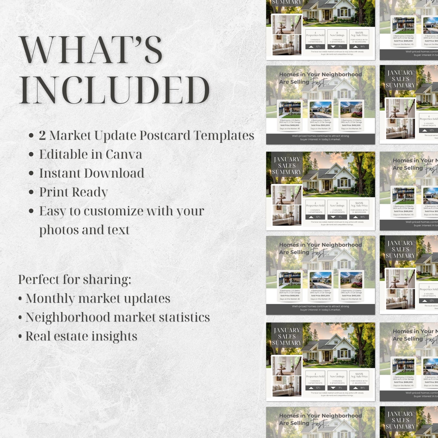 Market Update Postcard Template, Canva Editable Real Estate Postcard, Realtor Marketing Template, 5x7 Postcard, Instant Download
