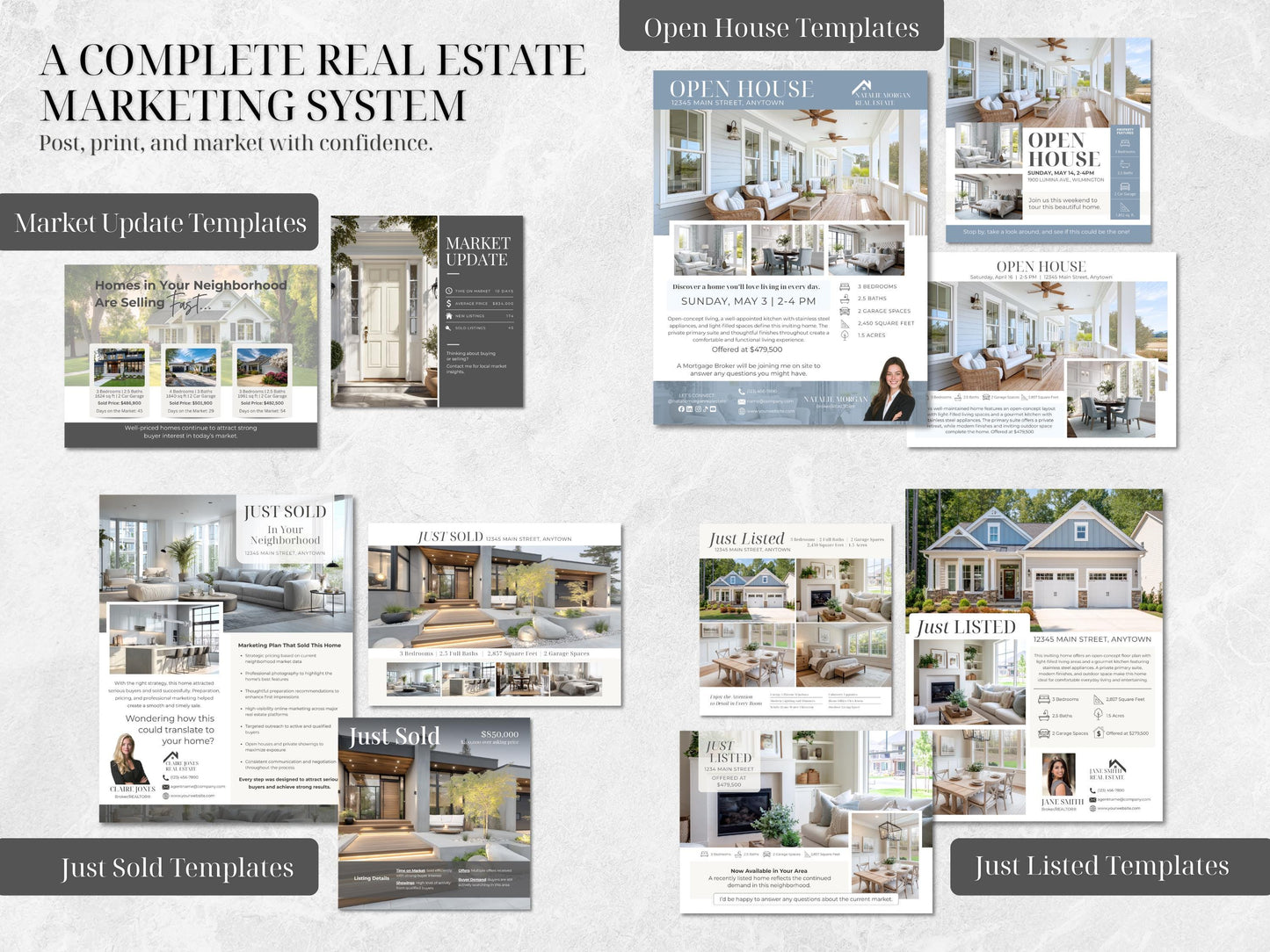144 Real Estate Marketing Templates | Realtor Canva Mega Bundle | Flyers, Postcards & Social Media