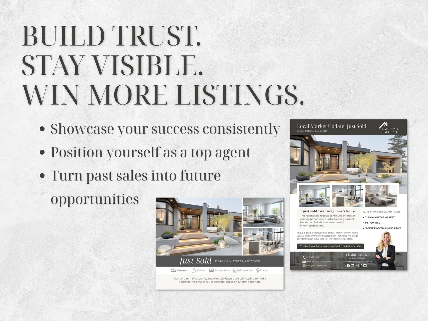 39 Just Sold Realtor Templates | Flyers, Postcards, Social Media Canva Templates | Real Estate Marketing Bundle