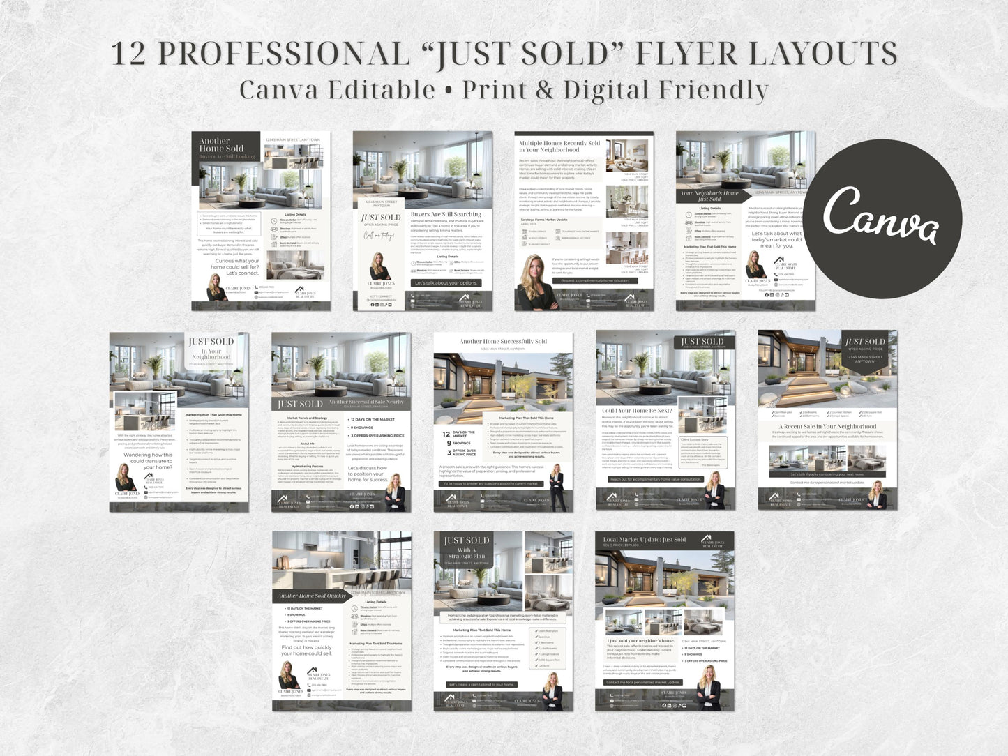 Just Sold Flyer Templates, Real Estate Canva Templates, Editable Realtor Marketing Flyers, Seller Lead Generation