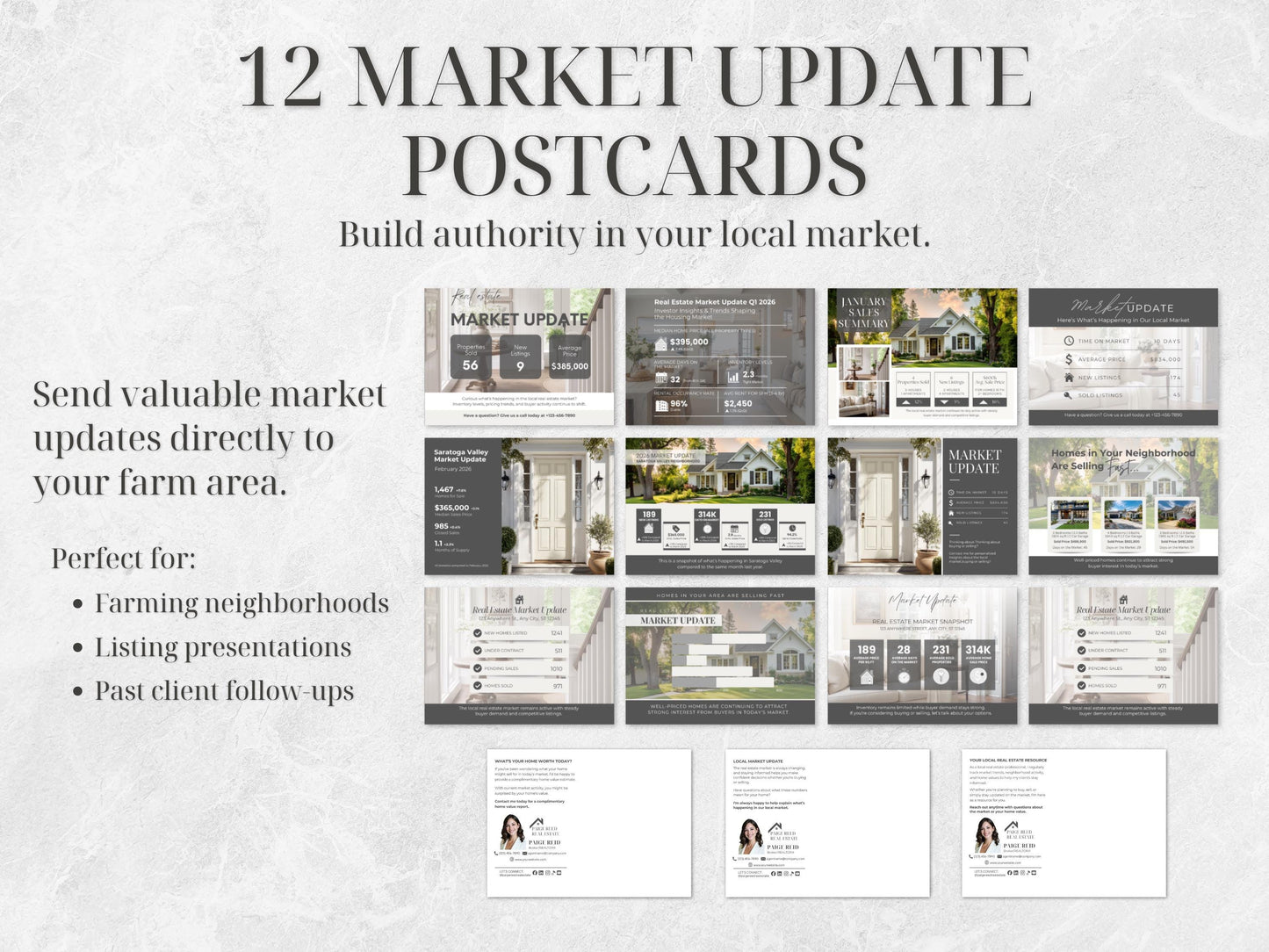 27 Real Estate Market Update Templates | Realtor Social Media & Postcard Canva Templates | Monthly Housing Market Posts